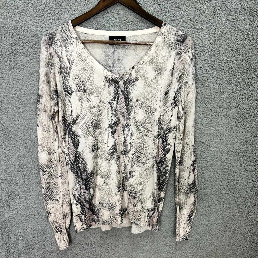 Vici‎ Top Womens Small Gray Snakeskin Animal Print Long Sleeve Lightweight Boho
